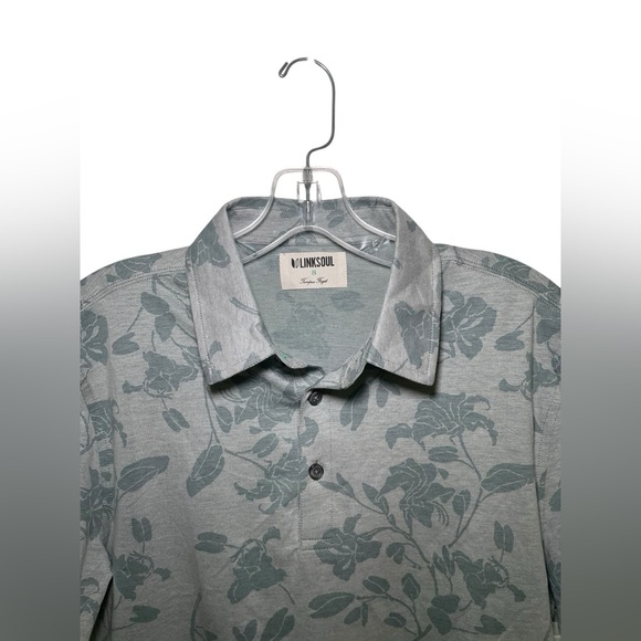 Linksoul New Men's Green Floral Polo Shirt Size Small NWT - Picture 5 of 7